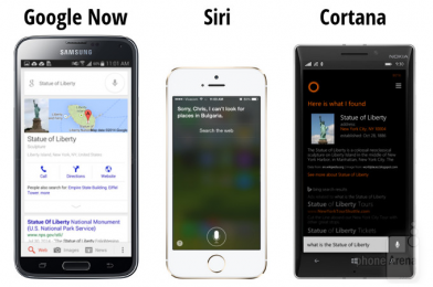 Google-Now-Vs-Siri-Vs-Cortana-Statue
